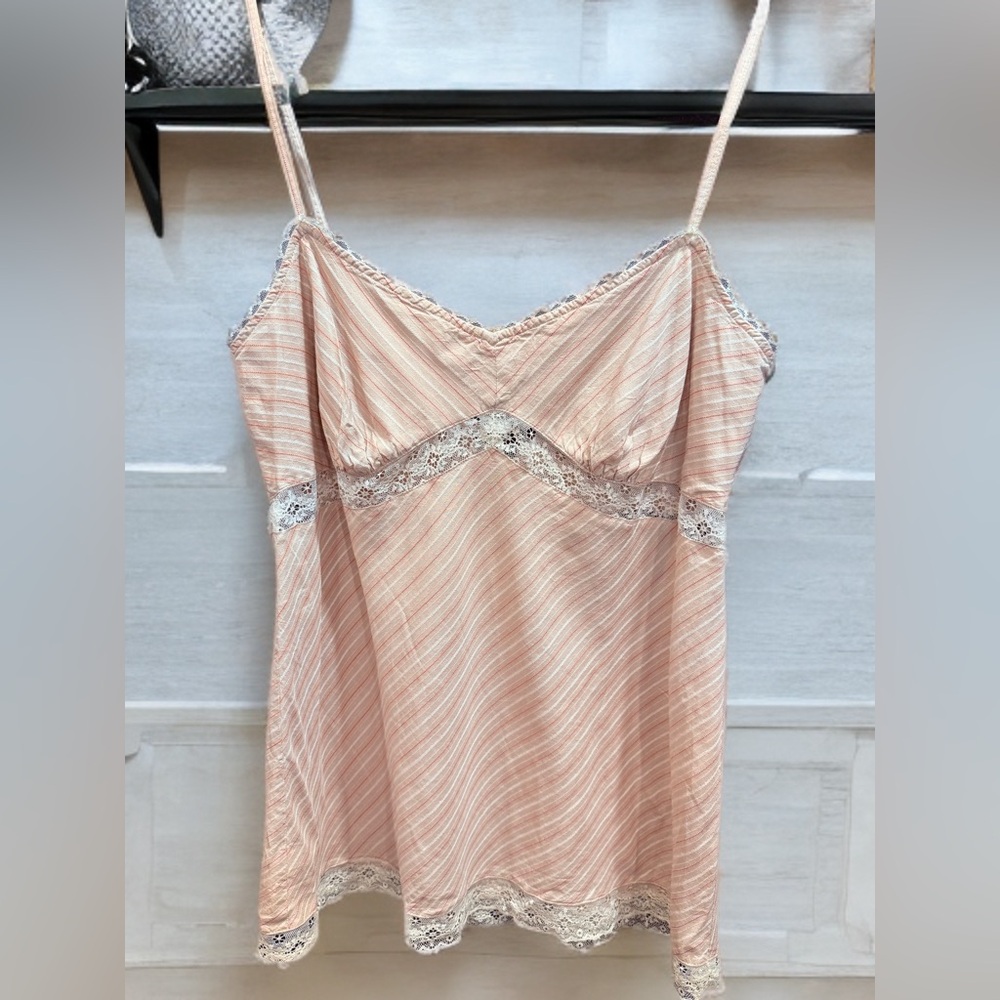 Express Light Pink Lace Accent Top